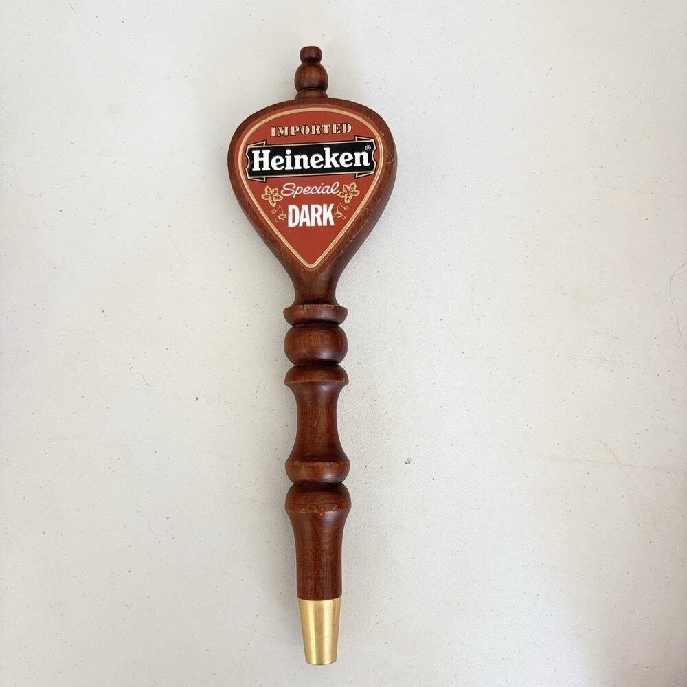 Vintage Heineken Special Dark Beer Tap Handle Wooden Keg Double Sided Handle 12”